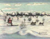 Ahgupuk card of Eskimo skier pulled by huskies
