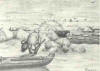Ahgupuk card of Eskimo hunter stalking a walrus