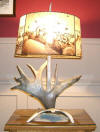 Ahgupuk lamp shade with large antler baset