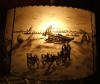 Ahgupuk lamp shade featuring Eskimo sled dog scene