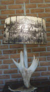 Ahgupuk lamp shade with antler baser