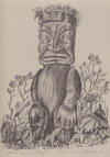 DeArmond print titled Old Totem Figure Sitting Man