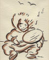 Carole Gough watercolor ~ Eskimo with drum