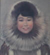 Hannah pastels of Eskimo lady in parka