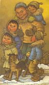Kickbush notecard Eskimo Family