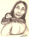 Mayokok original Mother and baby in a papoose potrait
