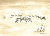 Walluk original pen and ink reindeer rumble on the tundra