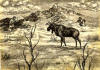 Walluk original Eskimos hunting a bull moose